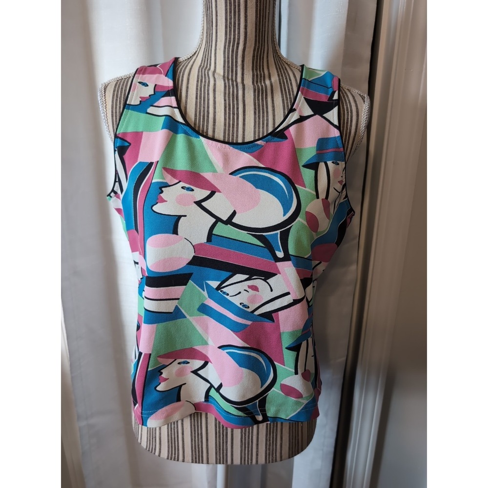Vtg. Tail Sleeveless Women's Abstract Tennis Shirt Size‎ Medium